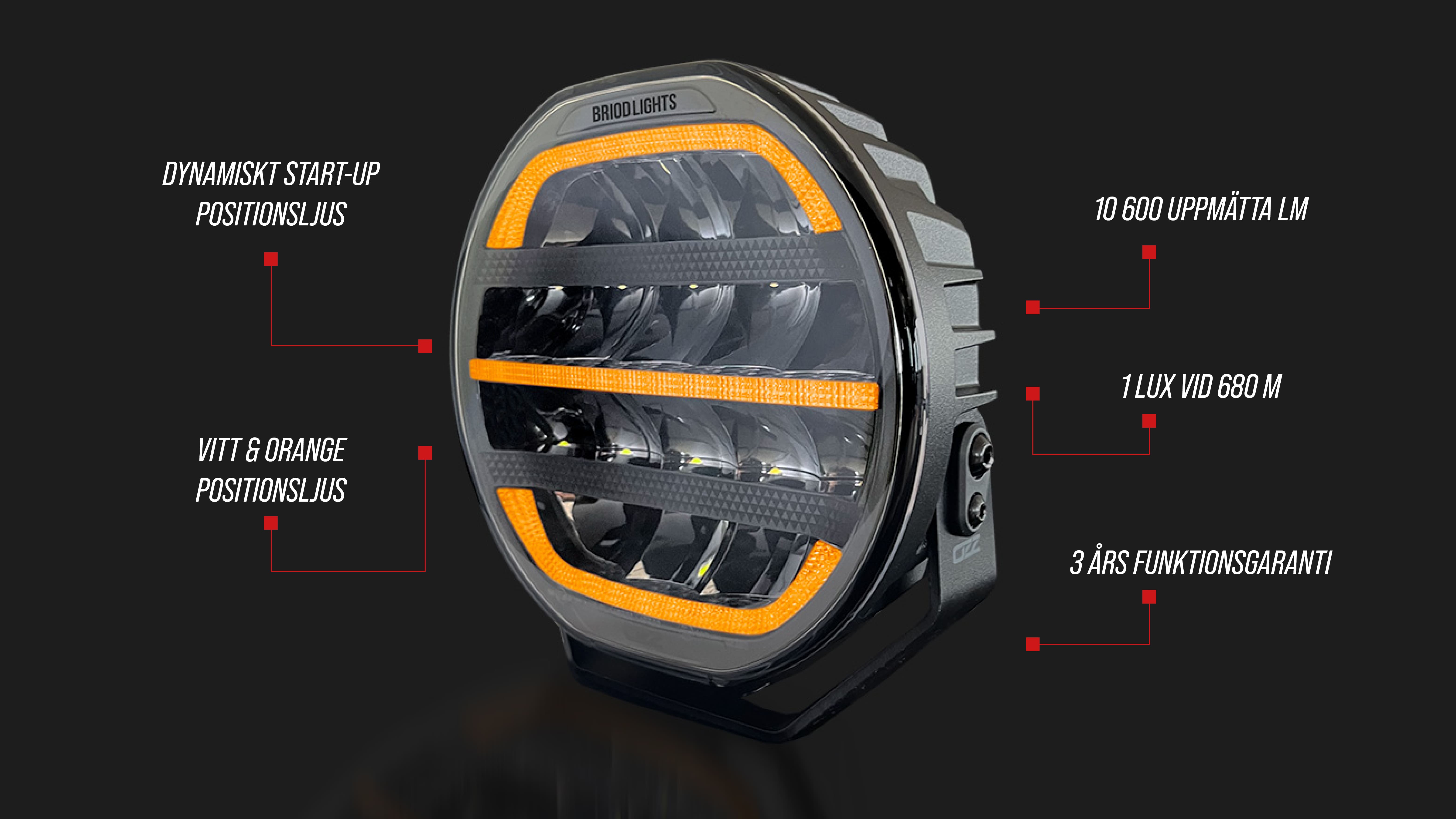 Marknadens första extraljus med start-up positionsljus! 