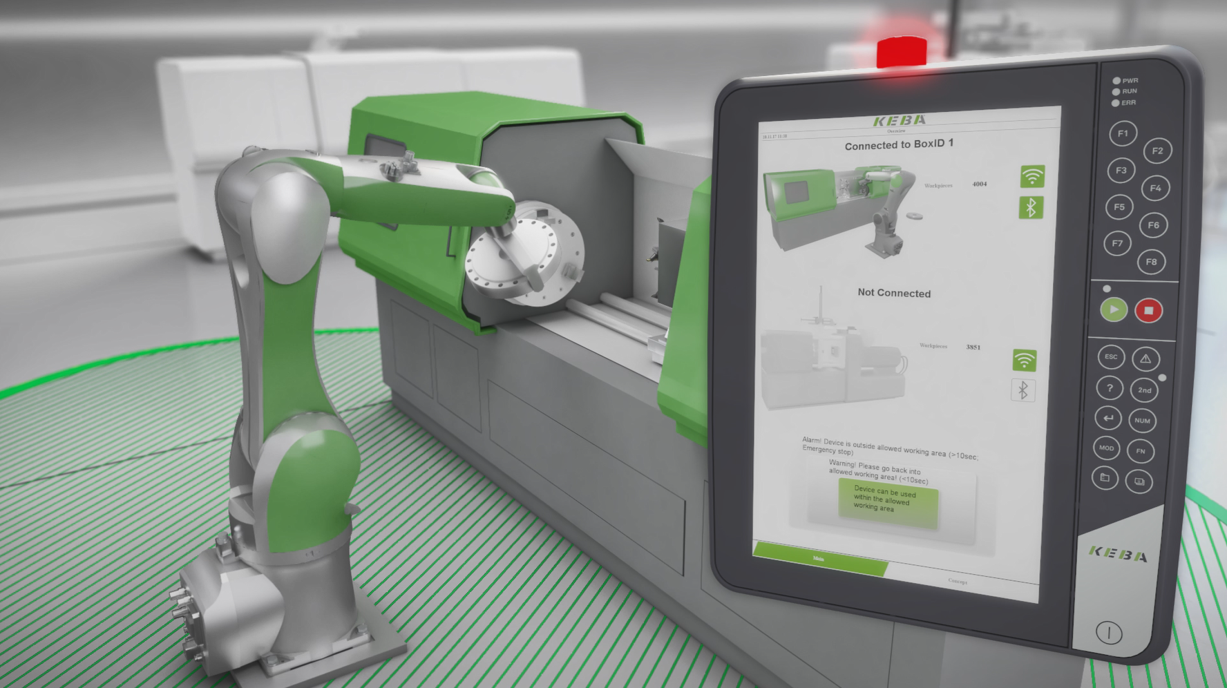 Nödstopp integrerat i trådlös operatörspanel