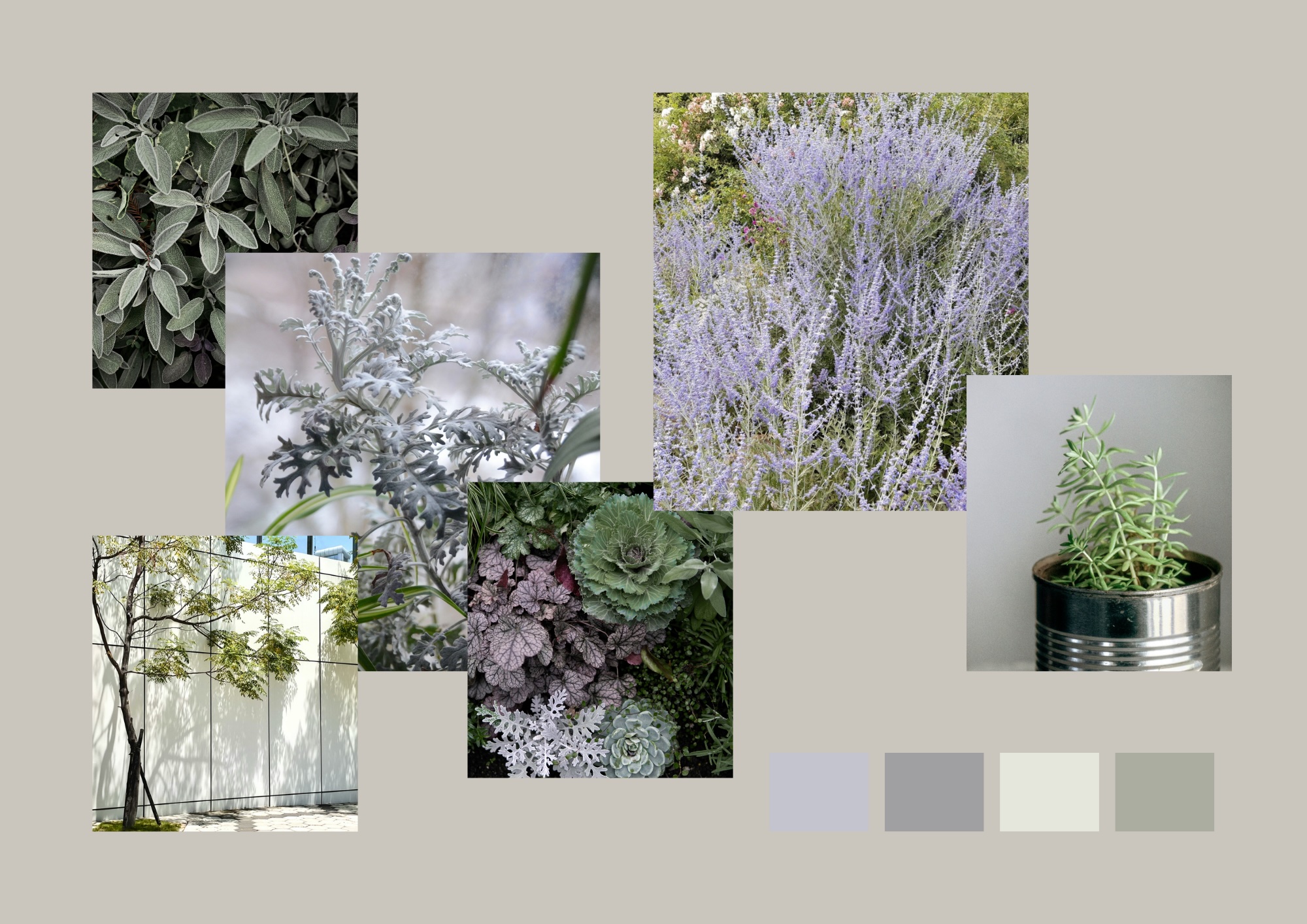 Silvertoner och metalliska ytor tar plats i trädgården