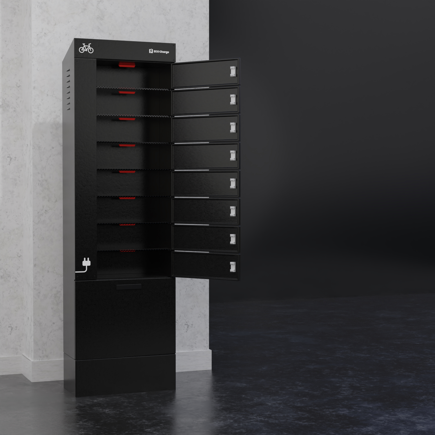 Nytt laddskåp gör det möjligt att ladda elcykelbatterier säkert i offentlig miljö