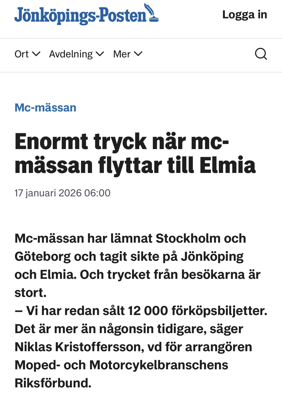 Enormt tryck när mc-mässan flyttar till Elmia