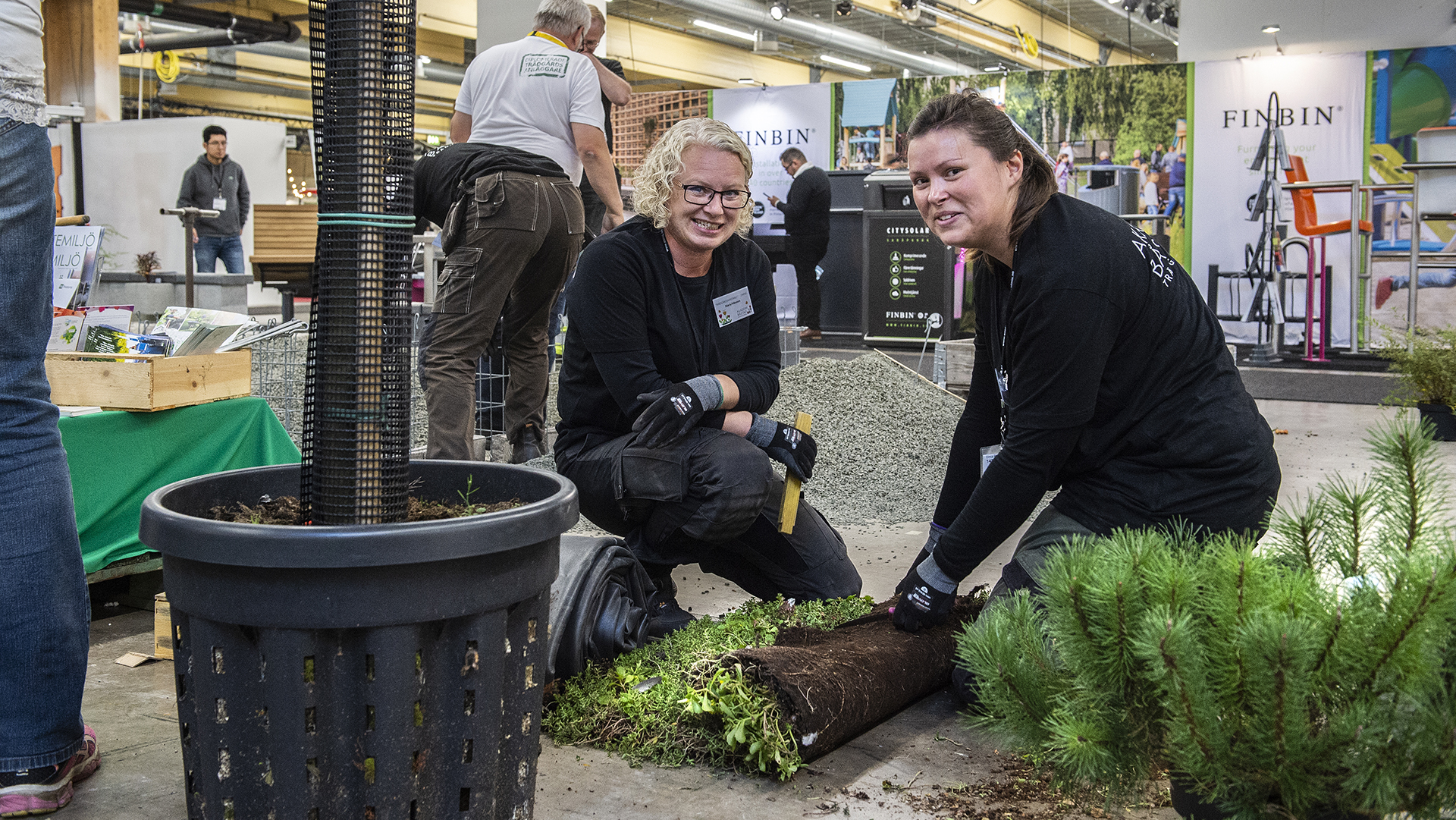 Trädgårdsanläggarna visar anläggningsarbete