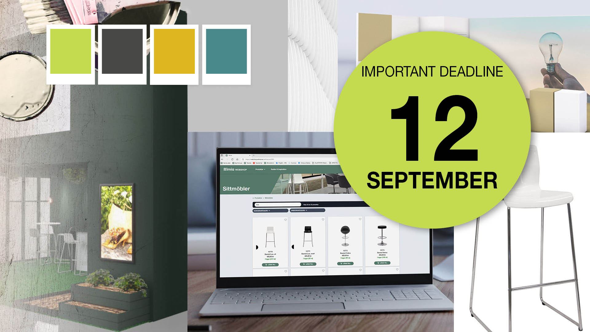 Order equipment for your stand and stand design no later then 12 September 